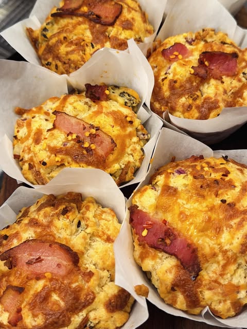 Freshly baked savoury muffins